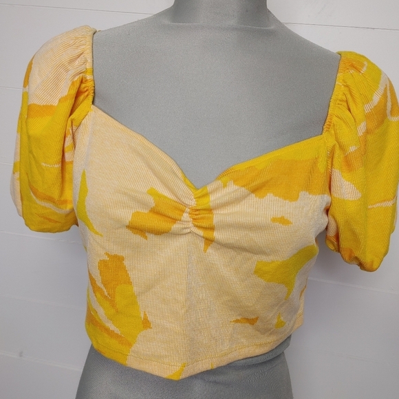 Zara ribbed puff sleeve crop top size L - Picture 5 of 12